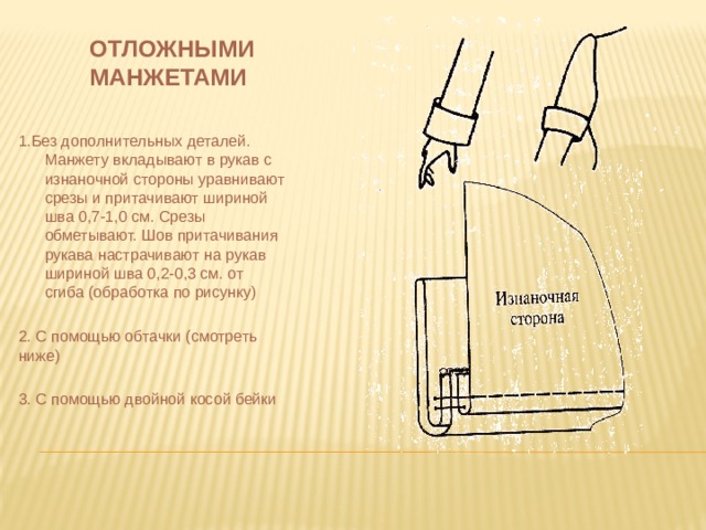 Схема обработки манжеты рукава