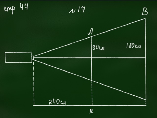 Проектор освещает экран а высотой