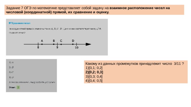 Какому промежутку принадлежит 6 7. Задание 7 ОГЭ математика. Какому из данных промежутков принадлежит число. Задание из ОГЭ по математике на координатной прямой. 7 Задание ОГЭ по математике.