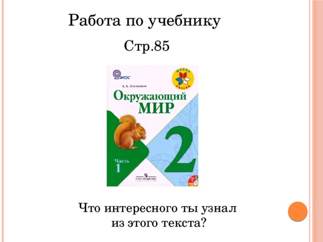 Работа по учебнику Стр.85 Что интересного ты узнал из этого текста? 
