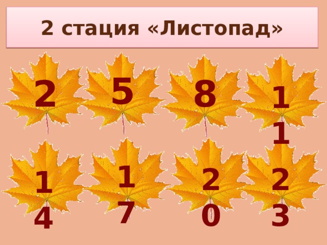 2 стация «Листопад» 5 2 8 11 17 20 23 14 