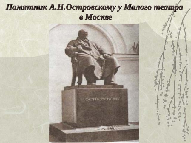 Памятник А.Н.Островскому у Малого театра  в Москве