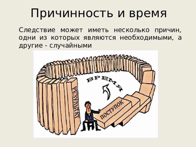 Причинность и время Следствие может иметь несколько причин, одни из которых являются необходимыми, а другие - случайными 