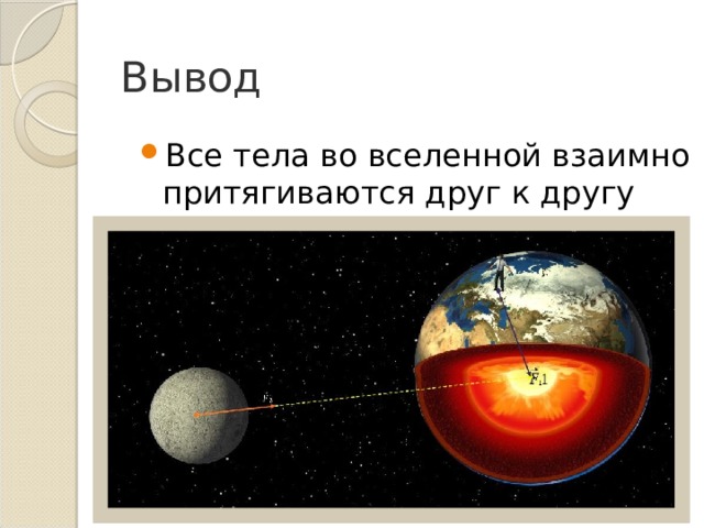 Вывод Все тела во вселенной взаимно притягиваются друг к другу 
