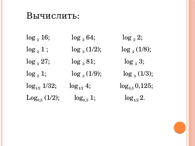 Вычислите log 2 16. Вычислить log(1). Log2 log3 81. Вычислите log3. Вычислить log2 16.