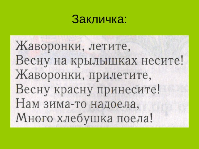Закличка: 