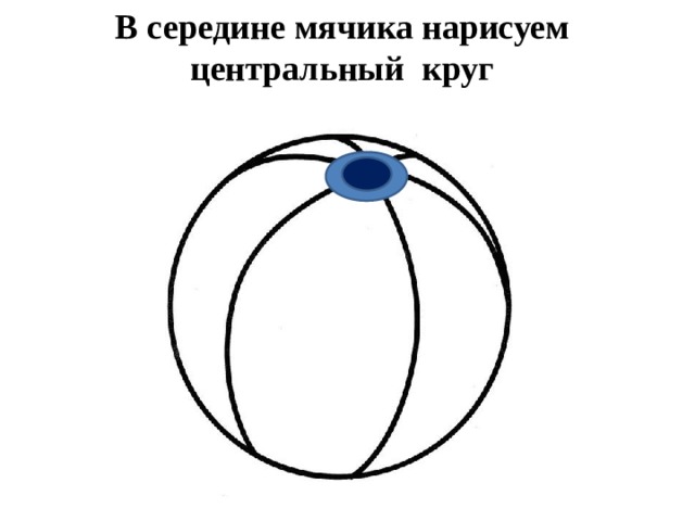 В середине мячика нарисуем центральный круг 