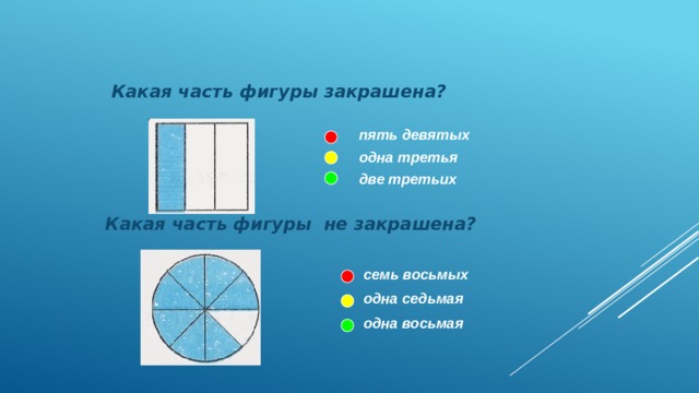 Две третий части. Одна третья часть в фигуре. Одна восьмая часть. Что такое две третьих части. Две третьих доли.