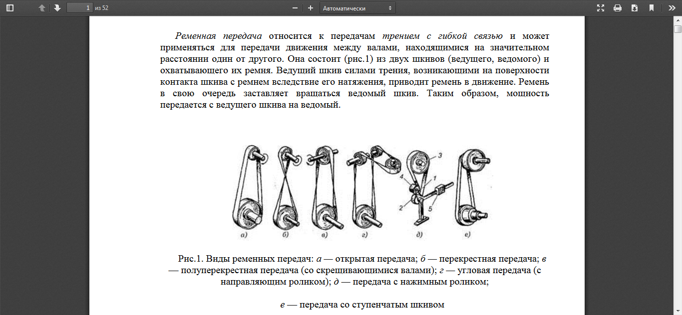 Типы и число ременной передачи