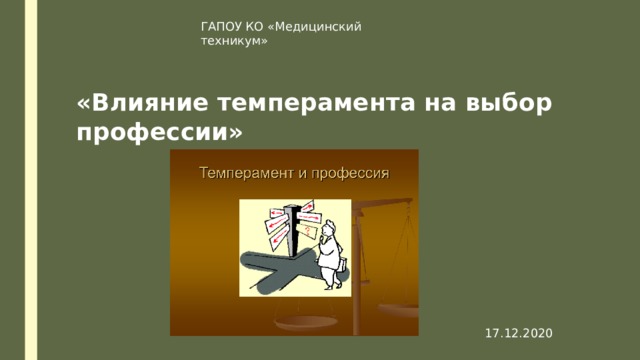 Как темперамент влияет на выбор профессии презентация