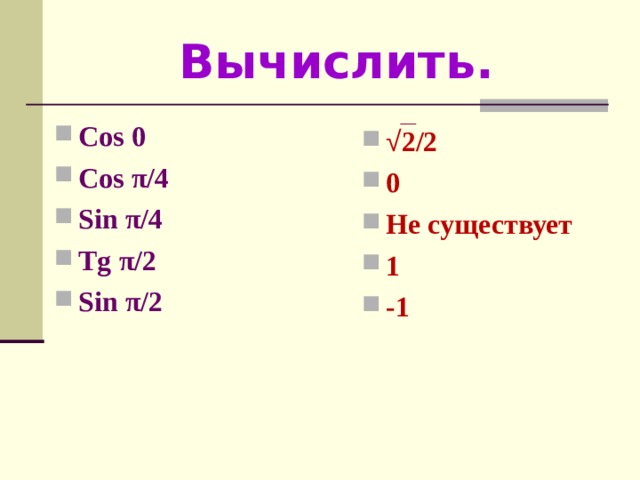 Вычислите cos