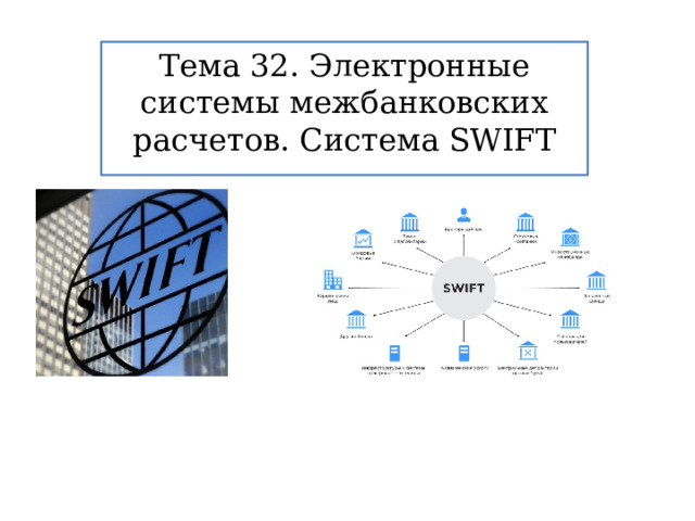 Тема 32. Электронные системы межбанковских расчетов. Система SWIFT 