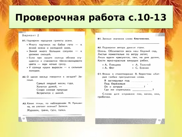 Проверочная работа с.10-13 