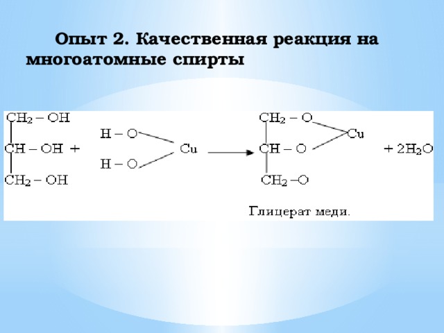 Химические свойства многоатомных спиртов реакции