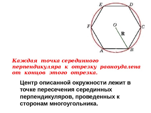 Отметьте точками вершины многоугольников. Многоугольник описанный около окружности. Окружность описанная около правильного многоугольника. Серединный перпендикуляр центр окружности. Точка равноудаленная от сторон многоугольника.