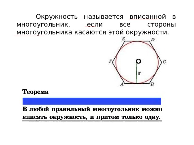 Определение окружности вписанной около многоугольника