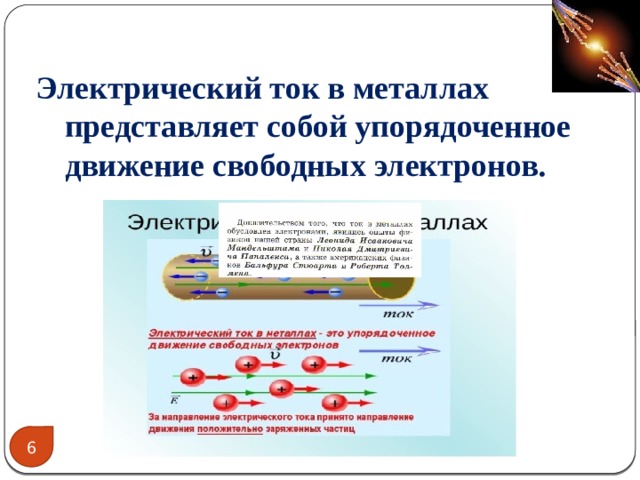 Электрическим током в металлах называется упорядоченное движение