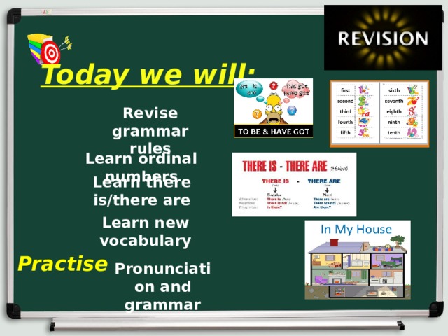 Today we will: Revise grammar rules Learn ordinal numbers Learn there is/there are Learn new vocabulary  Practise Pronunciation and grammar 