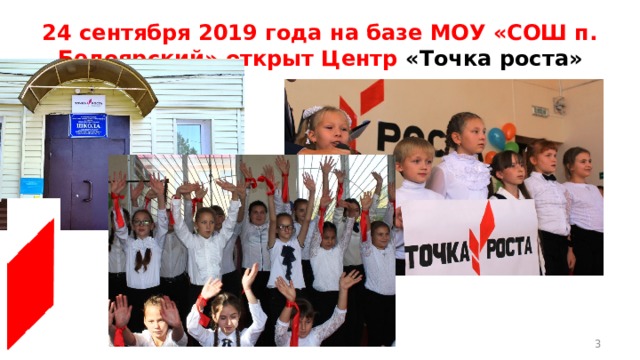 24 сентября 2019 года на базе МОУ «СОШ п. Белоярский» открыт Центр «Точка роста»  