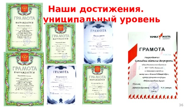 Наши достижения.  Муниципальный уровень  