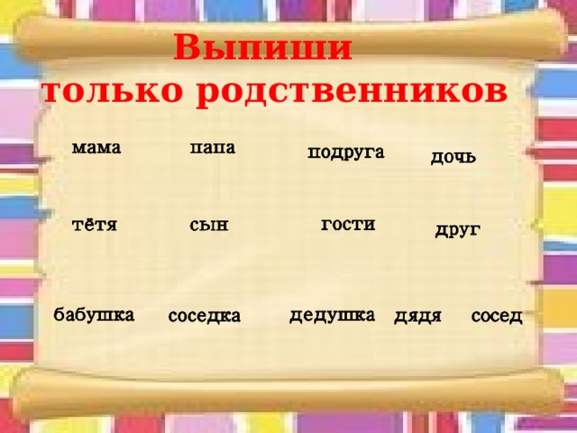 Состав семьи родственные отношения сбо 6 класс презентация