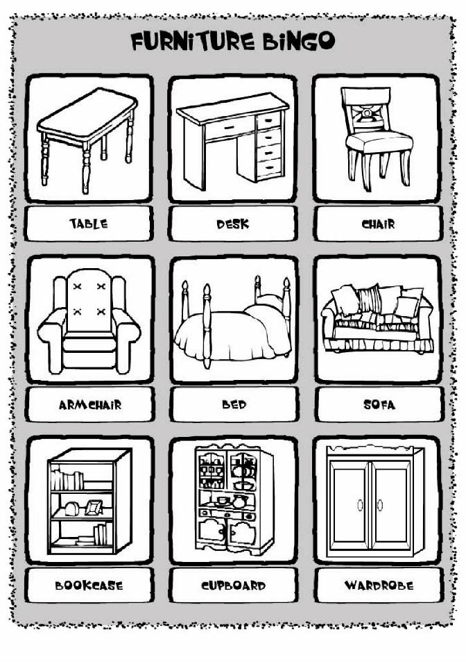 Карточки мебель для детей распечатать