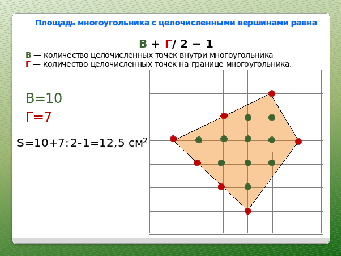 Формула пика для нахождения площади фигуры