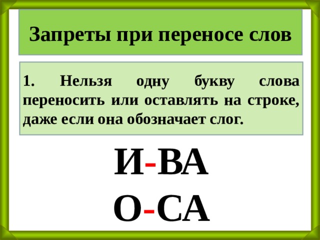 1 класс презентация перенос слов закрепление