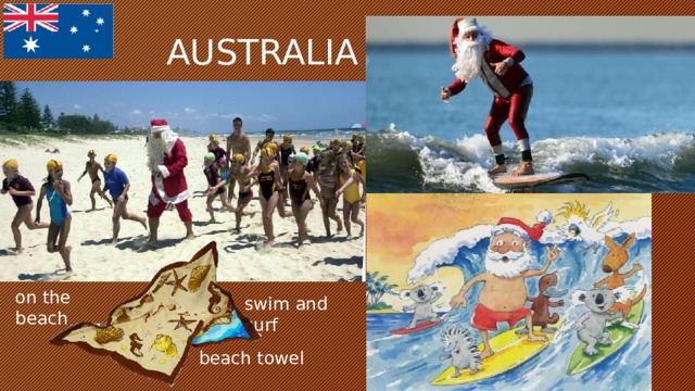 AUSTRALIA on the beach swim and surf beach towel 