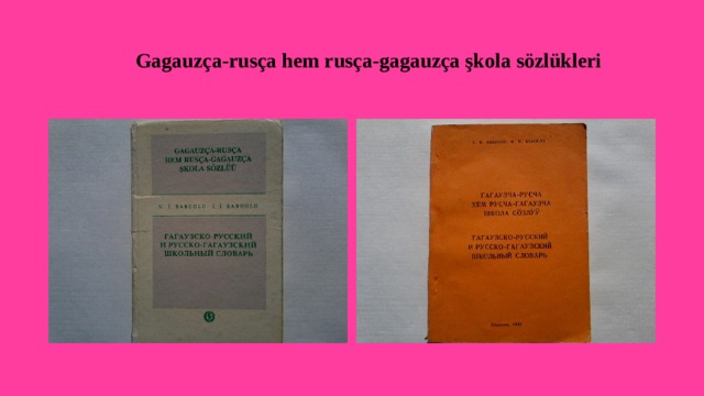                 Gagauzça-rusça hem rusça-gagauzça şkola sözlükleri 