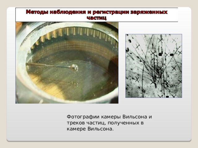 Фотографии камеры Вильсона и треков частиц, полученных в камере Вильсона. 