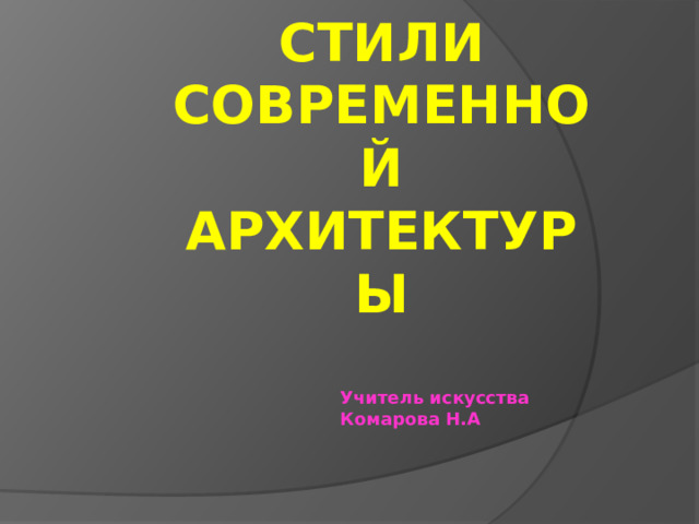 СТИЛИ СОВРЕМЕННОЙ АРХИТЕКТУРЫ  Учитель искусства Комарова Н.А 