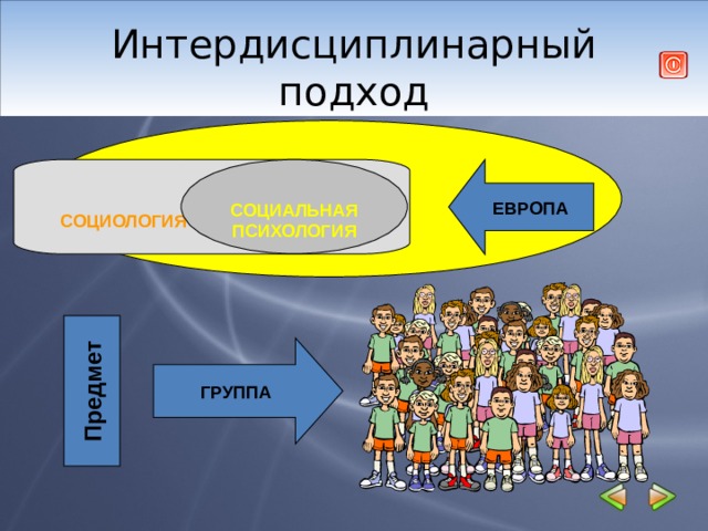 Предмет  Интердисциплинарный подход     СОЦИОЛОГИЯ  СОЦИАЛЬНАЯ ПСИХОЛОГИЯ  ЕВРОПА ГРУППА 