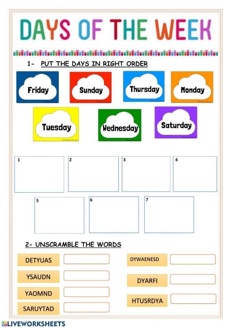 Wordwall days of the week
