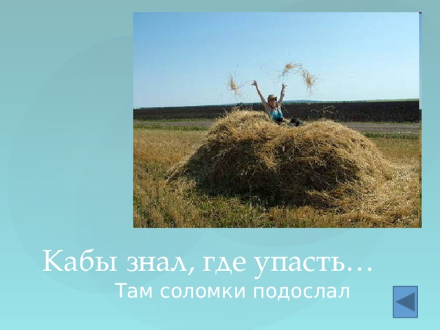 Кабы знал, где упасть… Там соломки подослал 