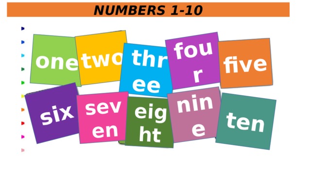one two three four five six seven eight nine ten NUMBERS 1-10 