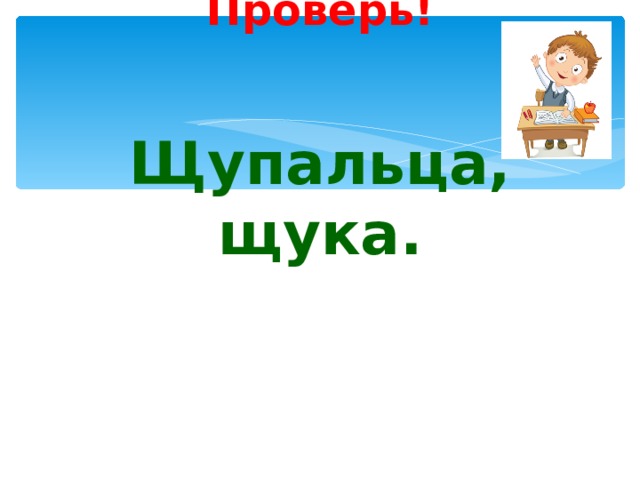     Проверь!    Щупальца, щука.   