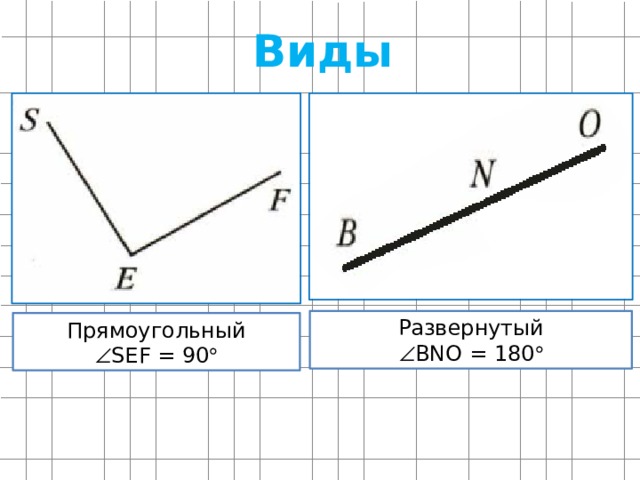 Виды Развернутый  BNO = 180  Прямоугольный  SEF = 90  