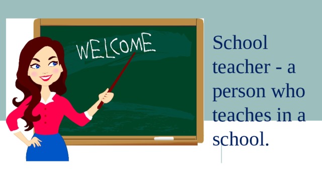 School teacher - a person who teaches in a school. 