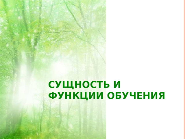 СУЩНОСТЬ И ФУНКЦИИ ОБУЧЕНИЯ 