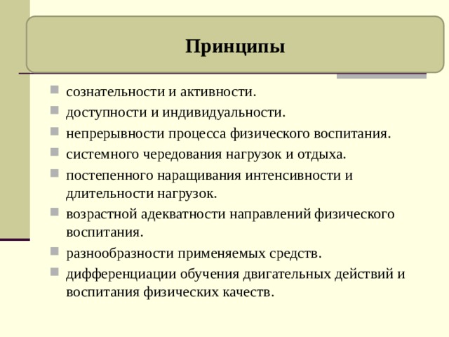 Принцип системного чередования нагрузок и отдыха