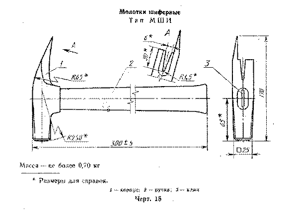 Чертеж ручки молотка