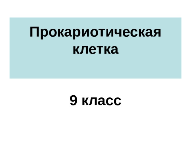   Прокариотическая клетка    9 класс 