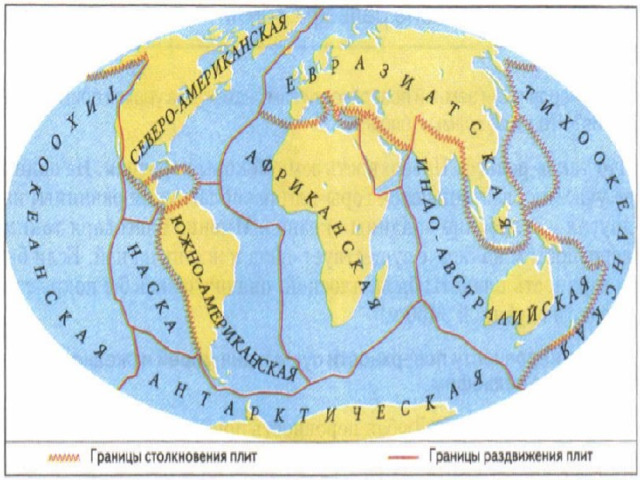 Упрощенная схема литосферных плит 5 класс