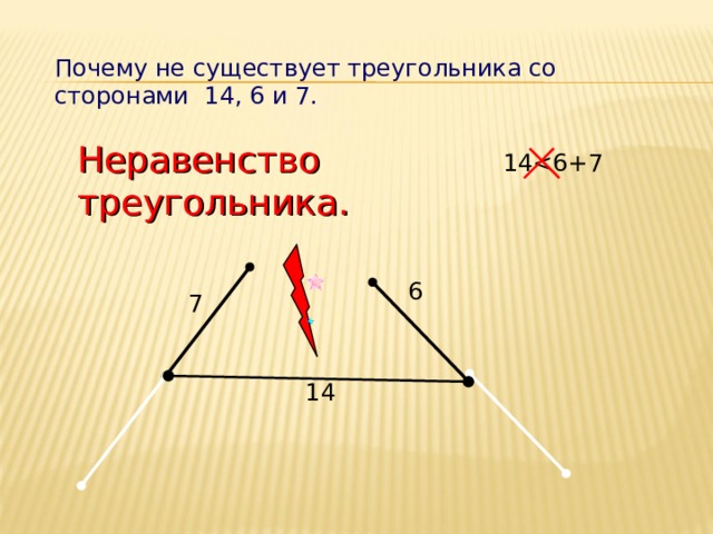 Почему не существует треугольника со сторонами 14, 6 и 7. Неравенство треугольника. 14 6 7 14 