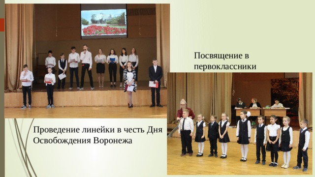 Посвящение в первоклассники Проведение линейки в честь Дня Освобождения Воронежа 