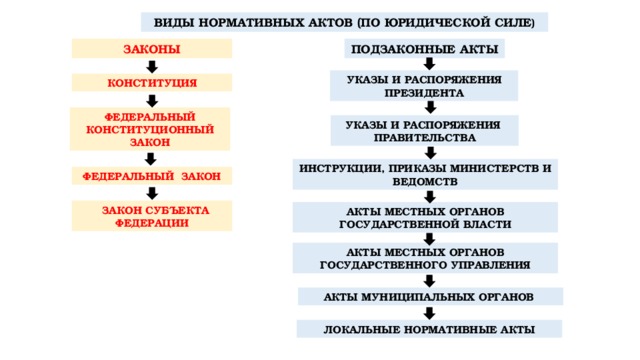 Схема виды подзаконных актов