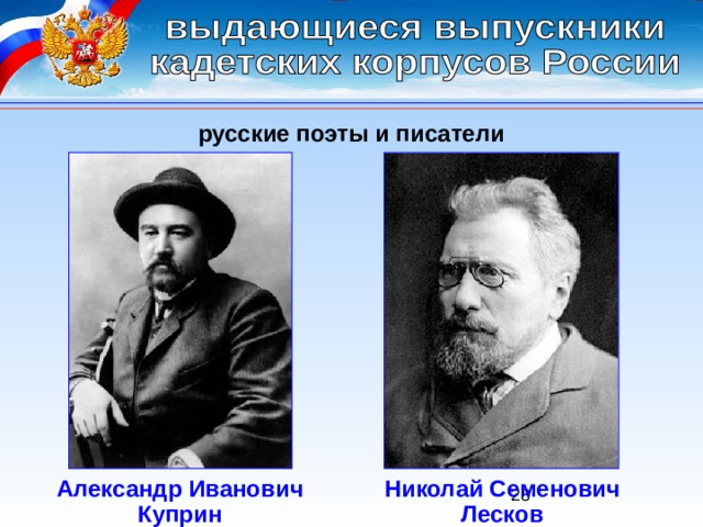 русские поэты и писатели Александр Иванович Куприн Николай Семенович Лесков 