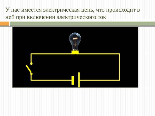 У нас имеется электрическая цепь, что происходит в ней при включении электрического ток 