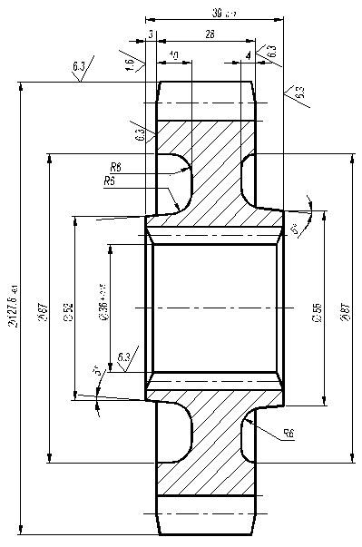 Поковка шестерни чертеж